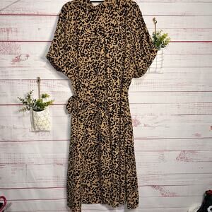 Ava & Viv Leopard Print Button Down Dress Size 3X